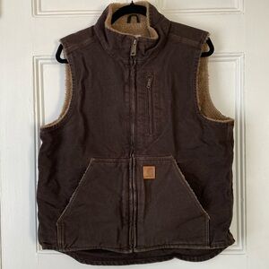 Carhartt men’s Washed Duck Sherpa-Lined Mock-Neck vest